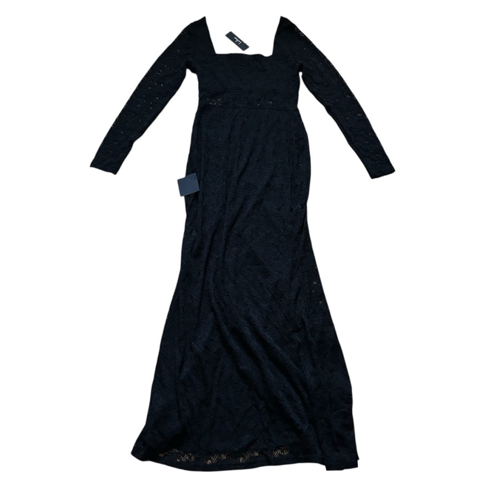 Lulus Sensationally Poised Black Lace Long Sleeve Maxi Dress Size Large New Tag - Picture 3 of 8